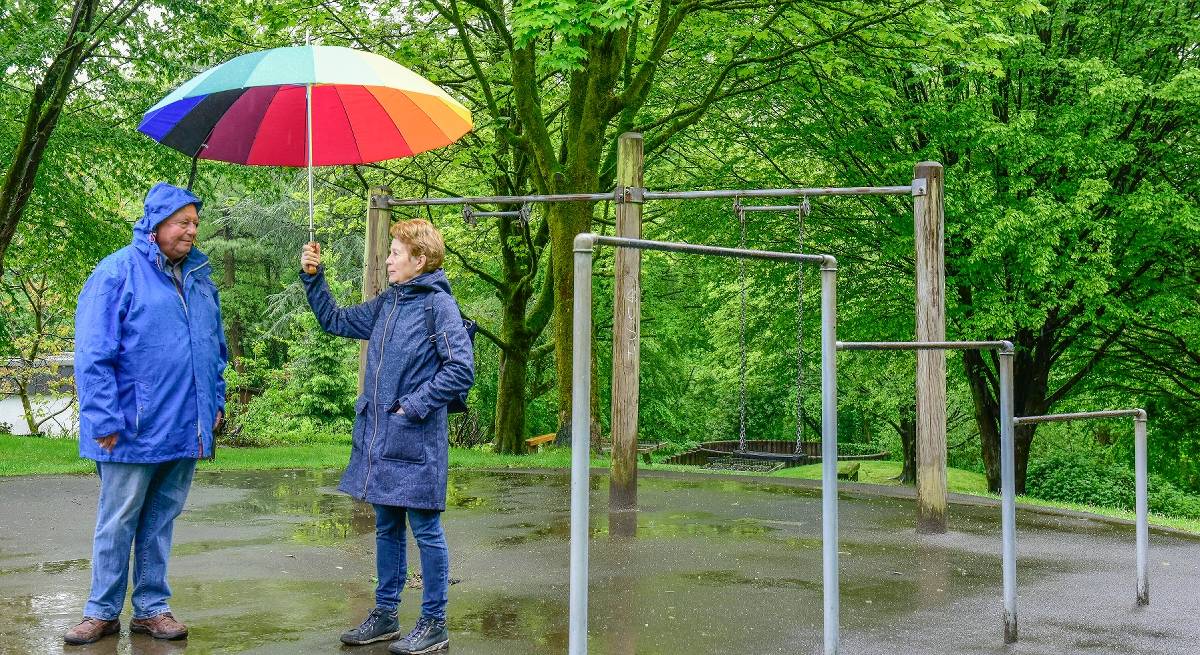  Nicht nur wegen Regenwetters kommt auf dem Spielplatz Beek wenig Lust zum Spielen auf.  